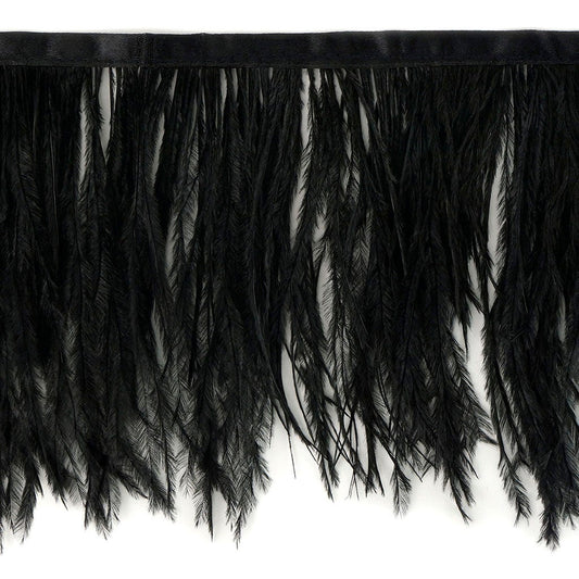 One-Ply Ostrich Feather Fringe - 1 Yard - Black - Feathers