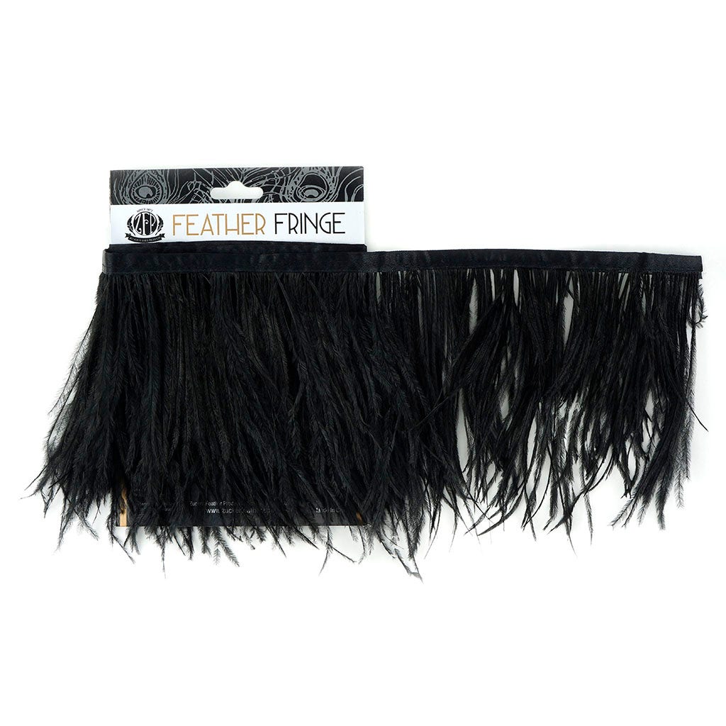 One-Ply Ostrich Feather Fringe - 1 Yard - Black - Feathers