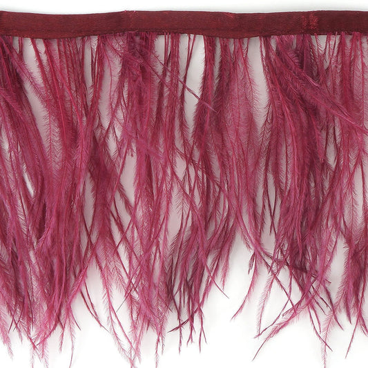 One-Ply Ostrich Feather Fringe - 1 Yard - Burgundy - Feathers