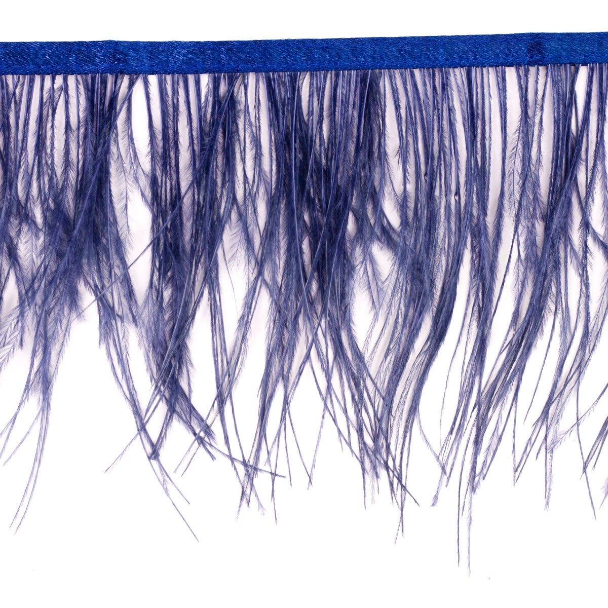 One-Ply Ostrich Feather Fringe - 1 Yard - Denim - Feathers