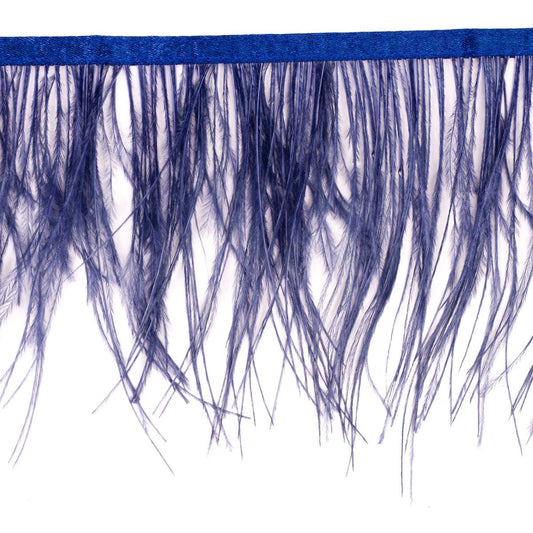 One-Ply Ostrich Feather Fringe - 1 Yard - Denim - Feathers