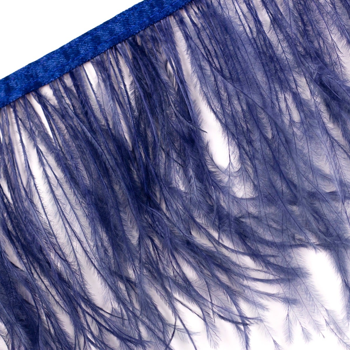 One-Ply Ostrich Feather Fringe - 1 Yard - Denim - Feathers