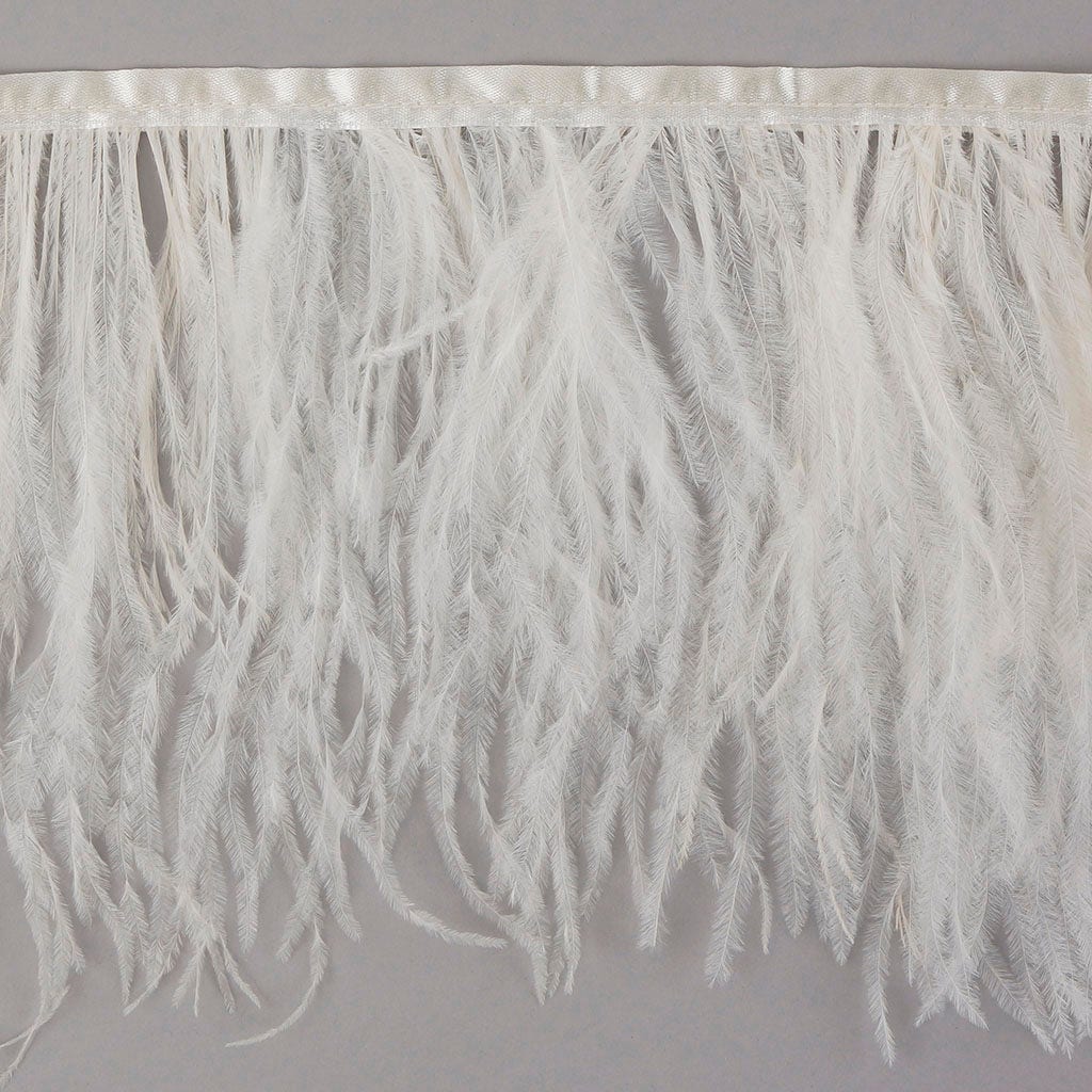 One-Ply Ostrich Feather Fringe - 1 Yard - Ivory - Feathers