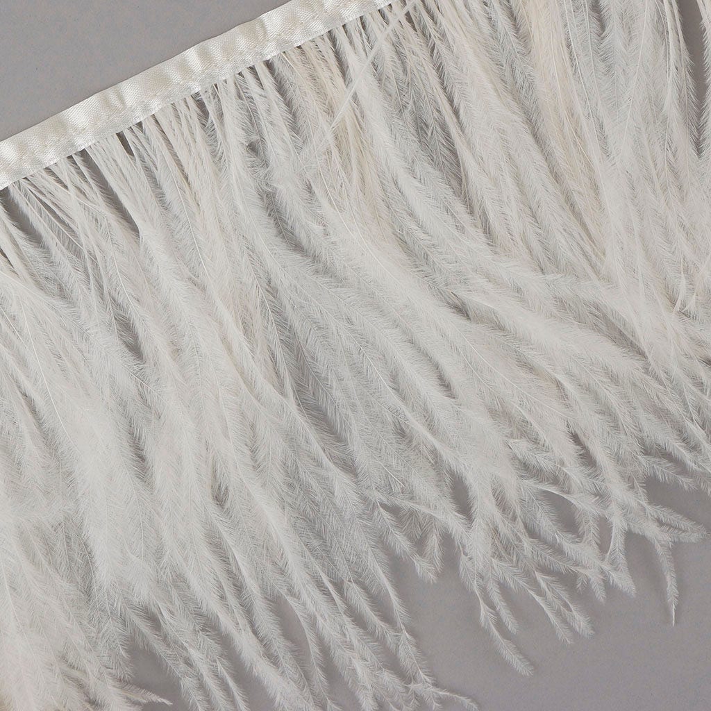 One-Ply Ostrich Feather Fringe - 1 Yard - Ivory - Feathers