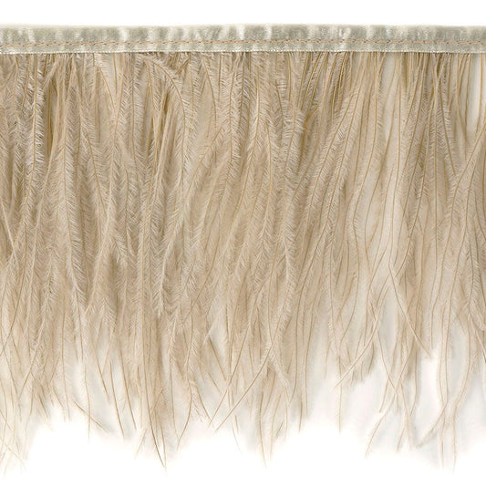 One-Ply Ostrich Feather Fringe - 1 Yard - Oatmeal - Feathers