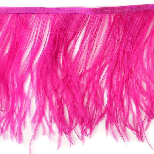 One-Ply Ostrich Feather Fringe - 1 Yard - Shocking Pink - Feathers