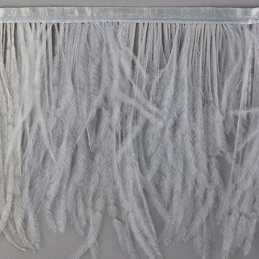 One-Ply Ostrich Feather Fringe - 1 Yard - Silver - Feathers