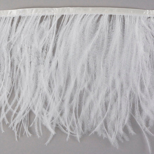 One-Ply Ostrich Feather Fringe - 1 Yard - White - Feathers