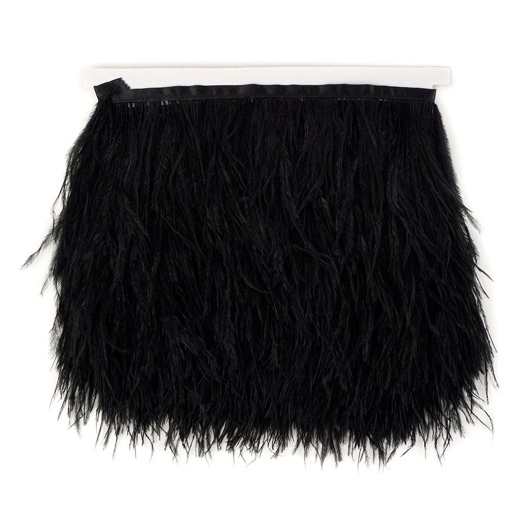 One-Ply Ostrich Feather Fringe - 5 Yards - Black - Feathers