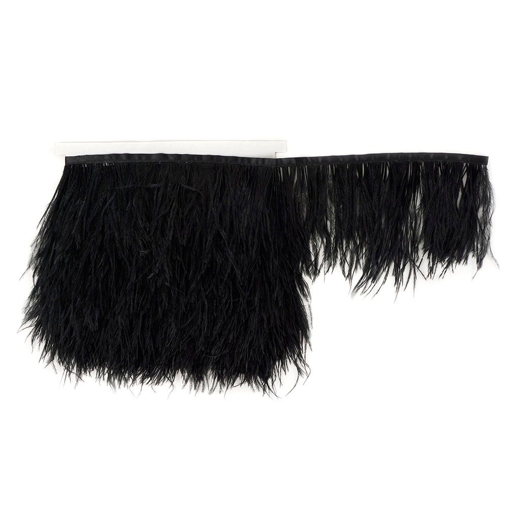 One-Ply Ostrich Feather Fringe - 5 Yards - Black - Feathers