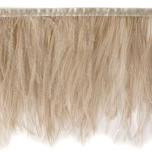 One-Ply Ostrich Feather Fringe - 5 Yards - Oatmeal - Feathers