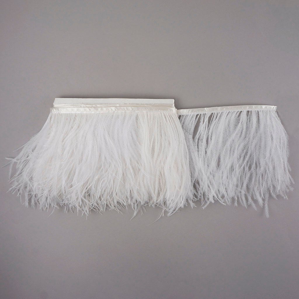 One-Ply Ostrich Feather Fringe - 5 Yards - White - Feathers