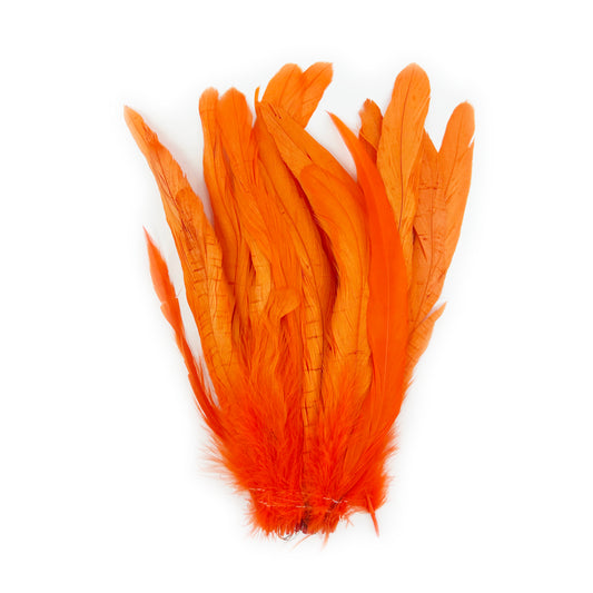 ROOSTER COQUE TAIL FEATHERS BLEACH DYED 7-10” - 25 PC/PKG - Orange