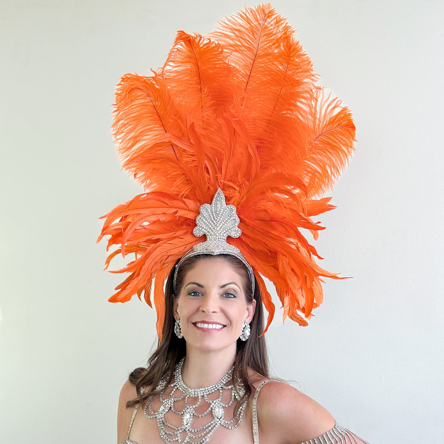 Orange Showgirl Feather Headpiece