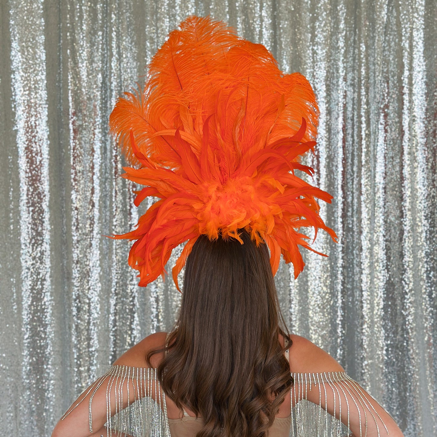 Orange Showgirl Feather Headpiece