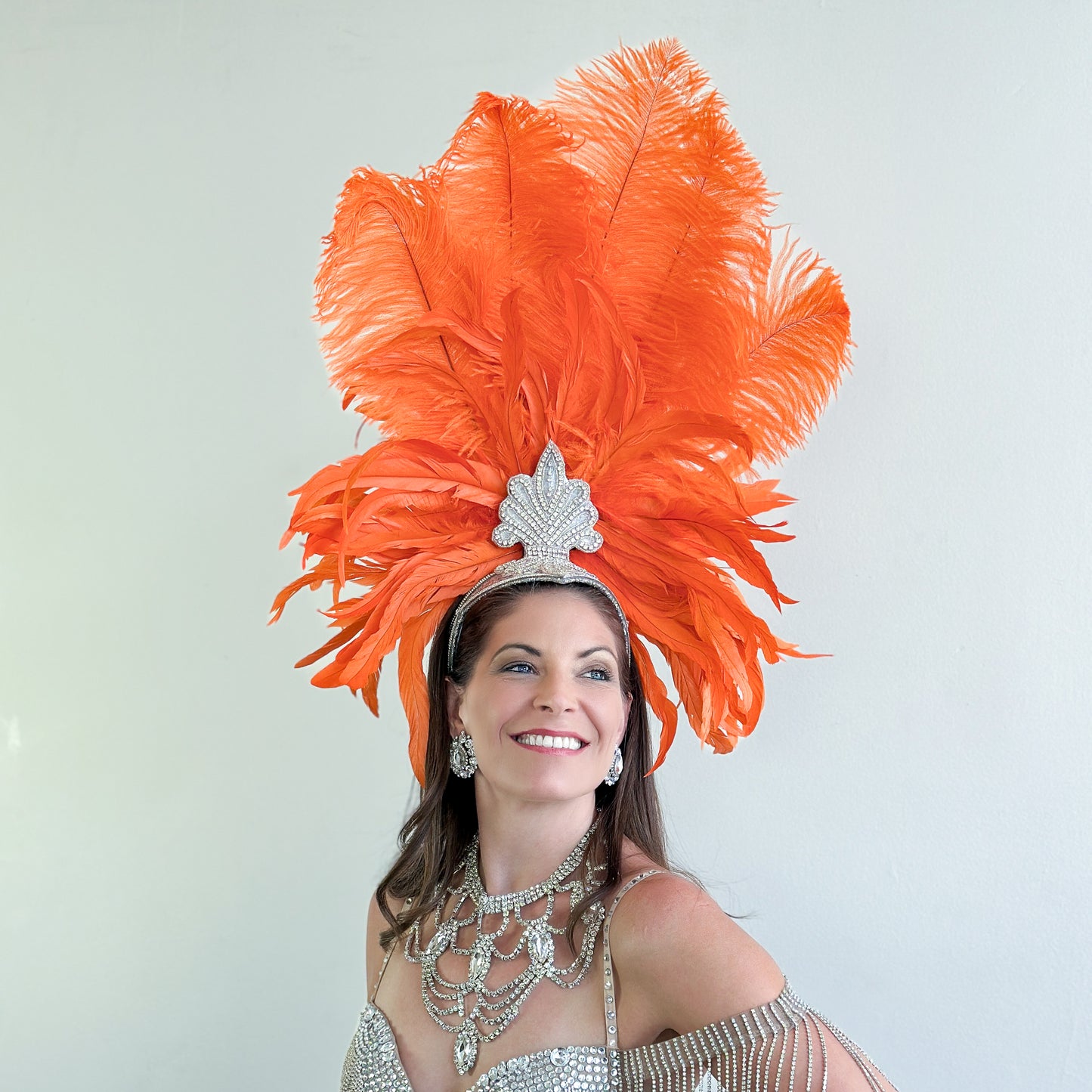 Orange Showgirl Feather Headpiece