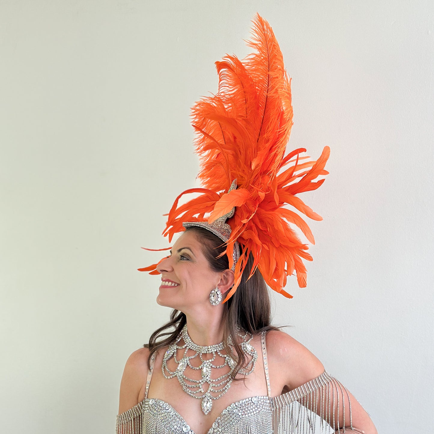 Orange Showgirl Feather Headpiece