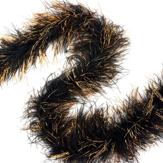 Ostrich Boas Black with Gold Lurex - 2 yards (6 ft) - Feathers