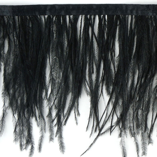 Ostrich Economy Feather Fringe 1PLY 1yd Black - Feathers