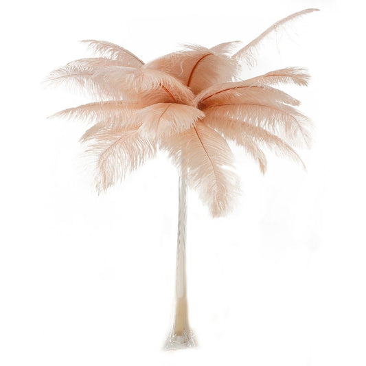 Ostrich Eiffel Tower Centerpiece Champagne w/Clear Vase - Feathers