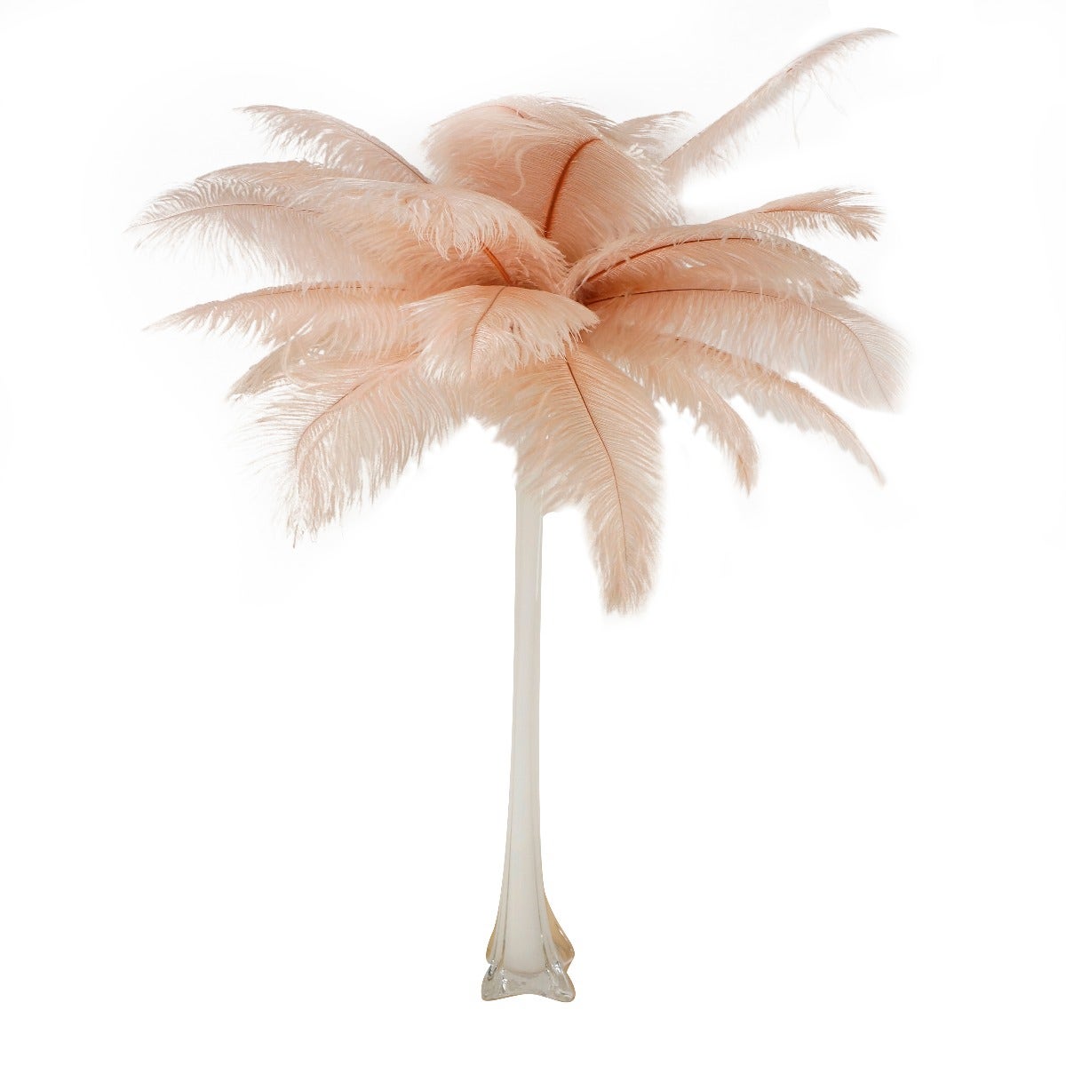 Ostrich Eiffel Tower Centerpiece Champagne w/White Vase - Feathers