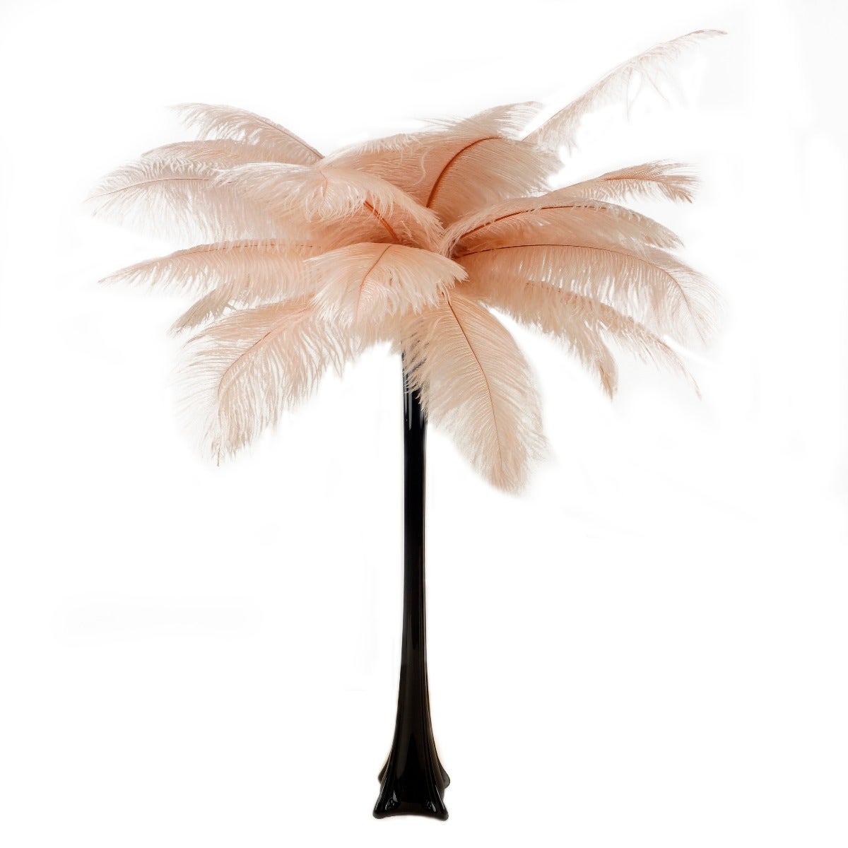 Ostrich Eiffel Tower Centerpiece Champagne With Black Vase - Feathers