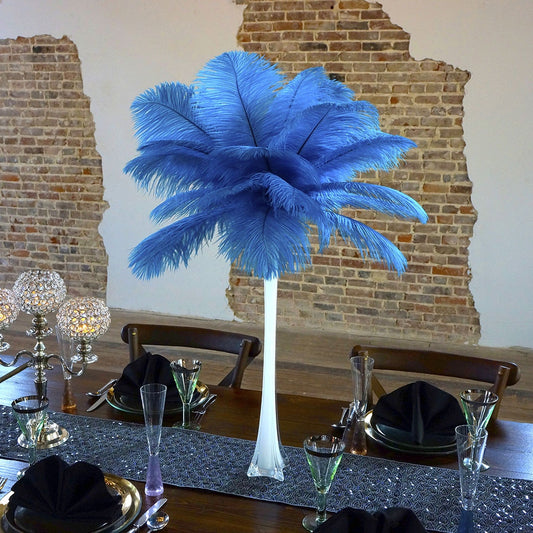 Ostrich Eiffel Tower Centerpiece Dk Turquoisew/White Vase - Feathers