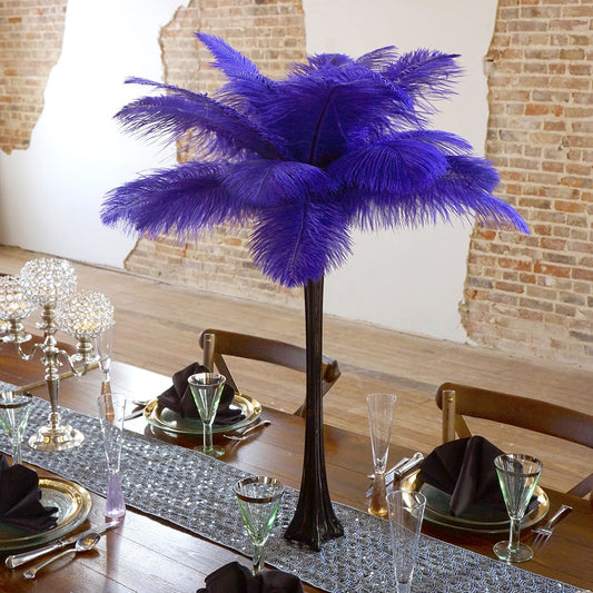 Ostrich Eiffel Tower Centerpiece Regal w/Black Vase - Feathers