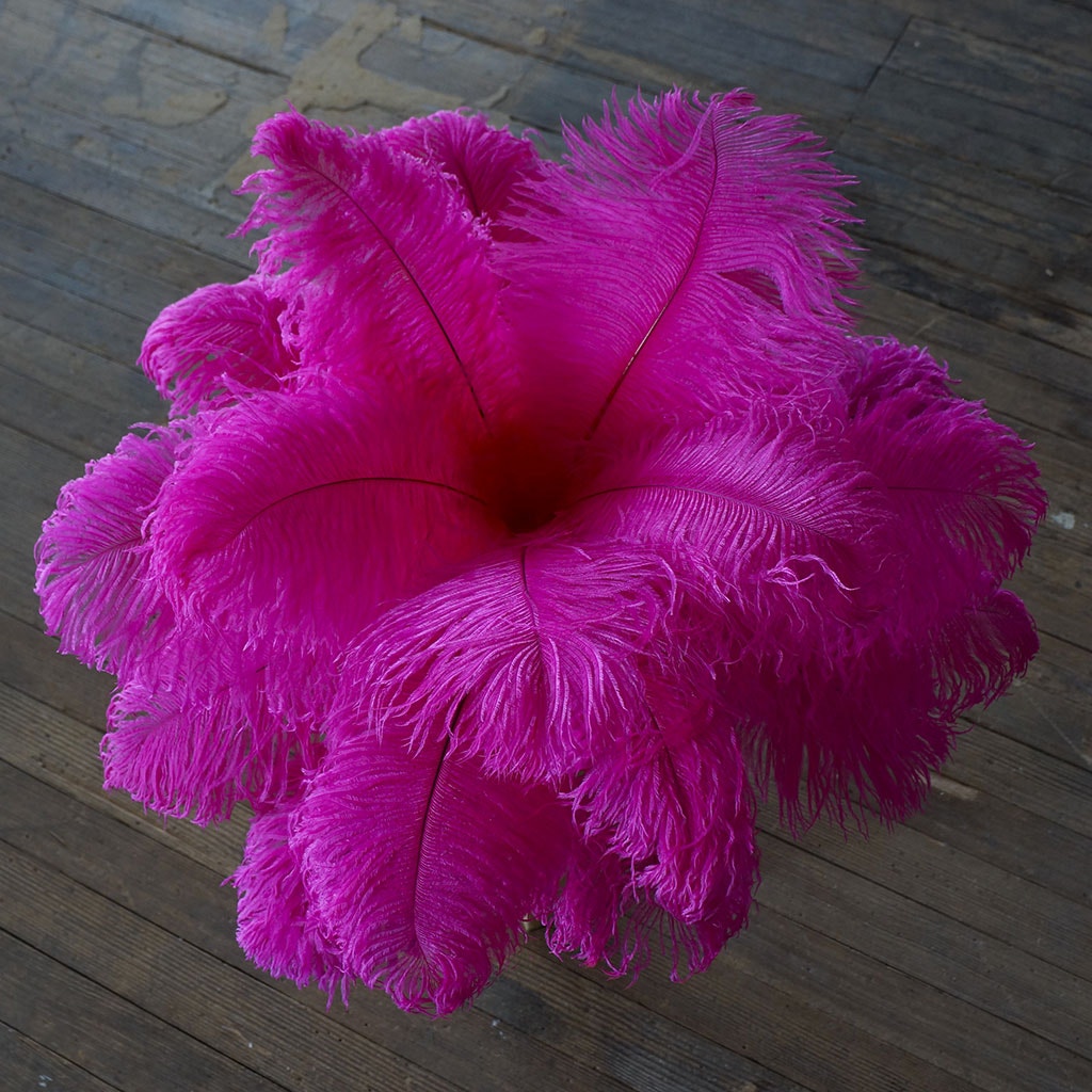 Ostrich Eiffel Tower Centerpiece Shocking Pink w/Black Vase - Feathers