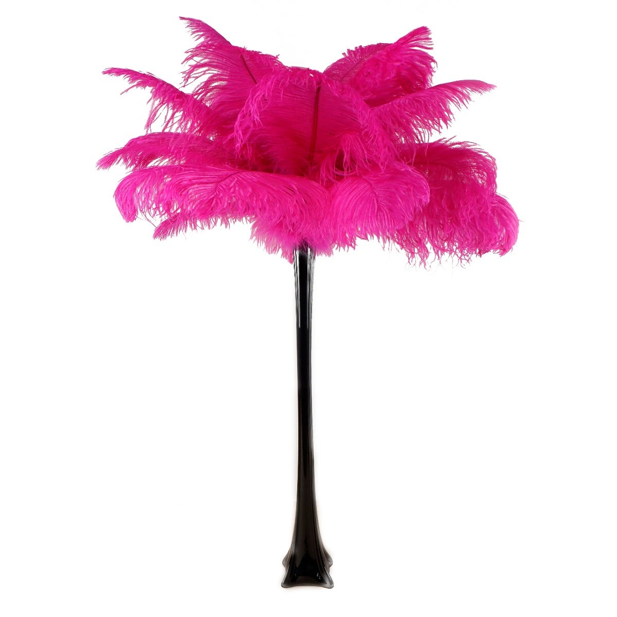 Ostrich Eiffel Tower Centerpiece Shocking Pink w/Black Vase - Feathers