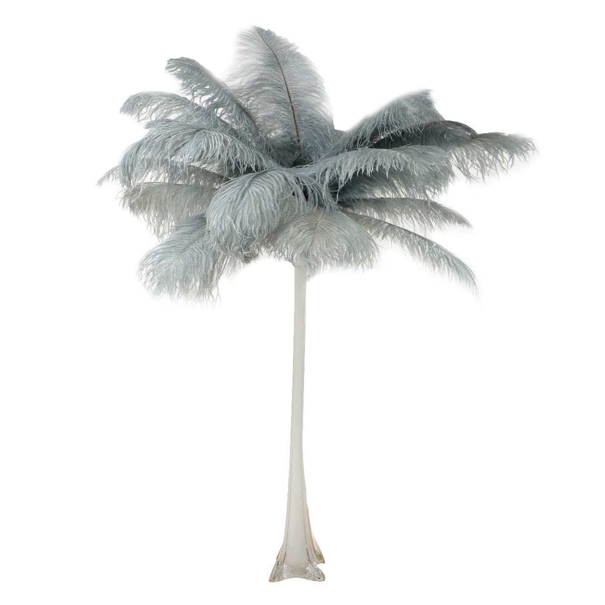 Ostrich Eiffel Tower Centerpiece Silver w/White Vase - Feathers