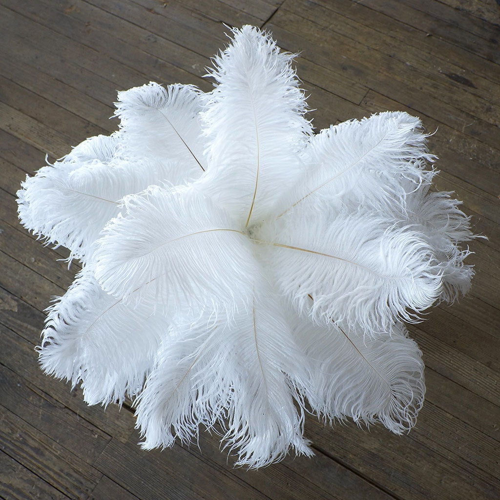 Ostrich Eiffel Tower Centerpiece White With White Vase - Feathers