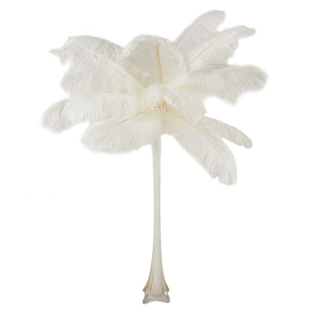 Ostrich Eiffel Tower Centerpiece White With White Vase - Feathers