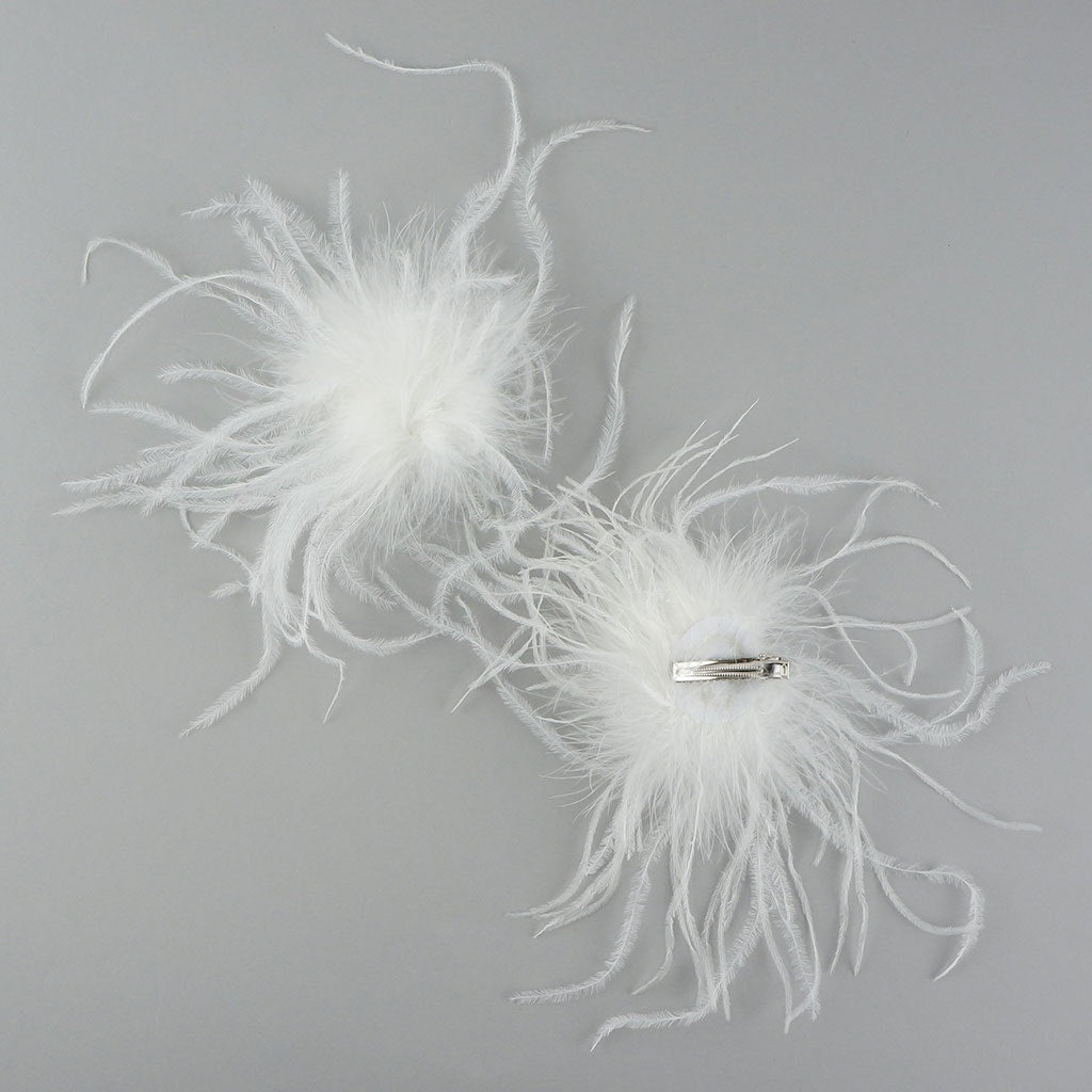 Ostrich Feather Clip-White - Feathers