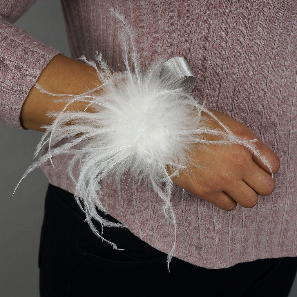 Ostrich Feather Clip-White - Feathers