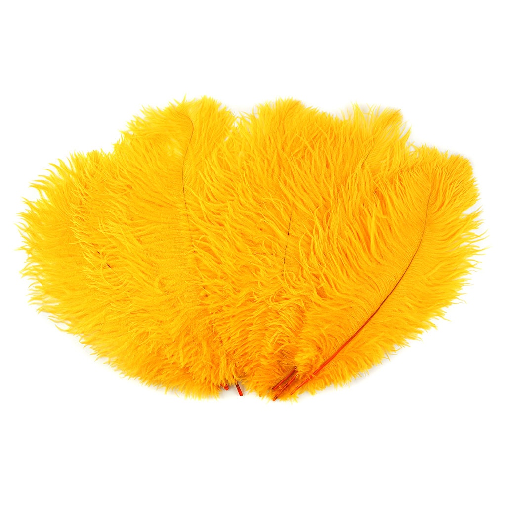 Ostrich Feather Drabs - 13-16 inch - Gold - 12 pieces - Ostrich Feathers