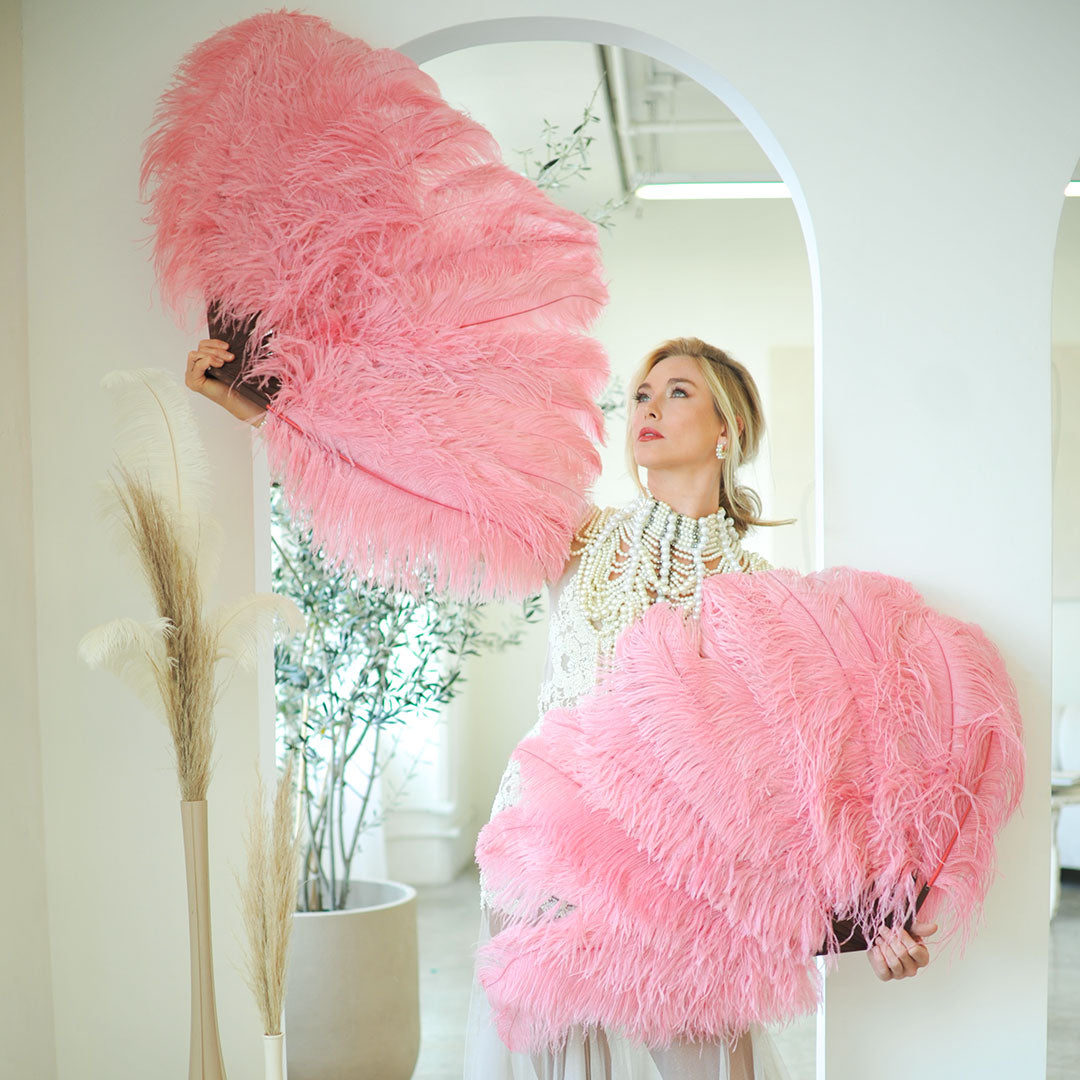 Ostrich Feather Fan with Prime Ostrich Femina Feathers-Met Gala Potpourri - Feathers