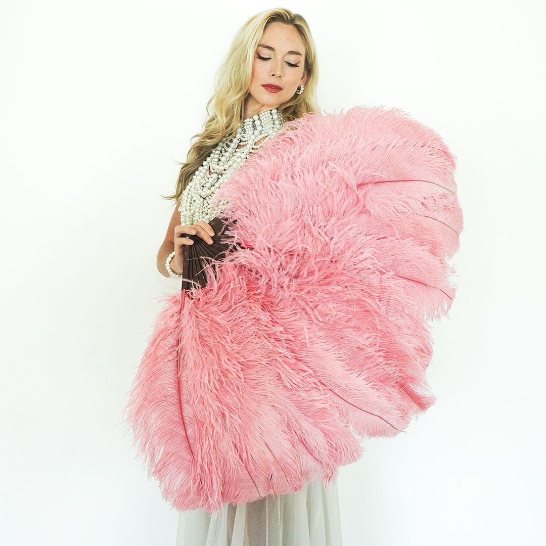 Ostrich Feather Fan with Prime Ostrich Femina Feathers-Met Gala Potpourri - Feathers