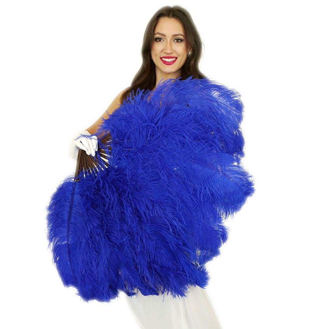 Ostrich Feather Fan with Prime Ostrich Femina Feathers-Royal - Feathers