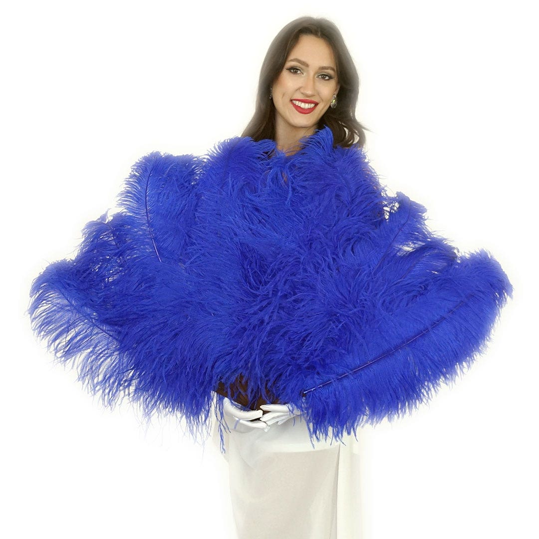 Ostrich Feather Fan with Prime Ostrich Femina Feathers-Royal - Feathers