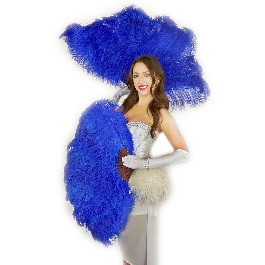 Ostrich Feather Fan with Prime Ostrich Femina Feathers-Royal - Feathers