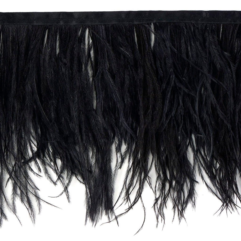 Ostrich Feather Fringe 2PLY - Black - Feathers