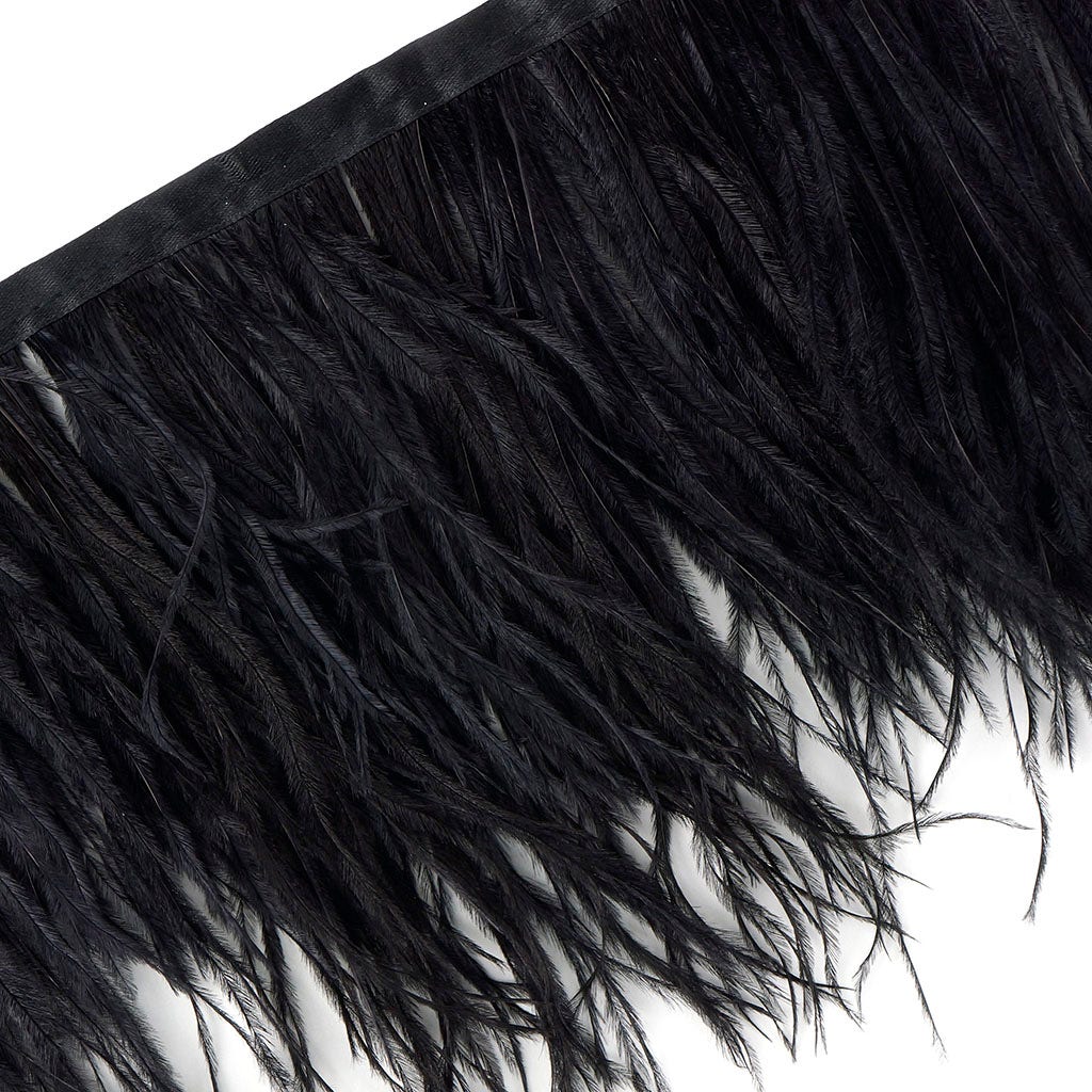 Ostrich Feather Fringe 2PLY - Black - Feathers