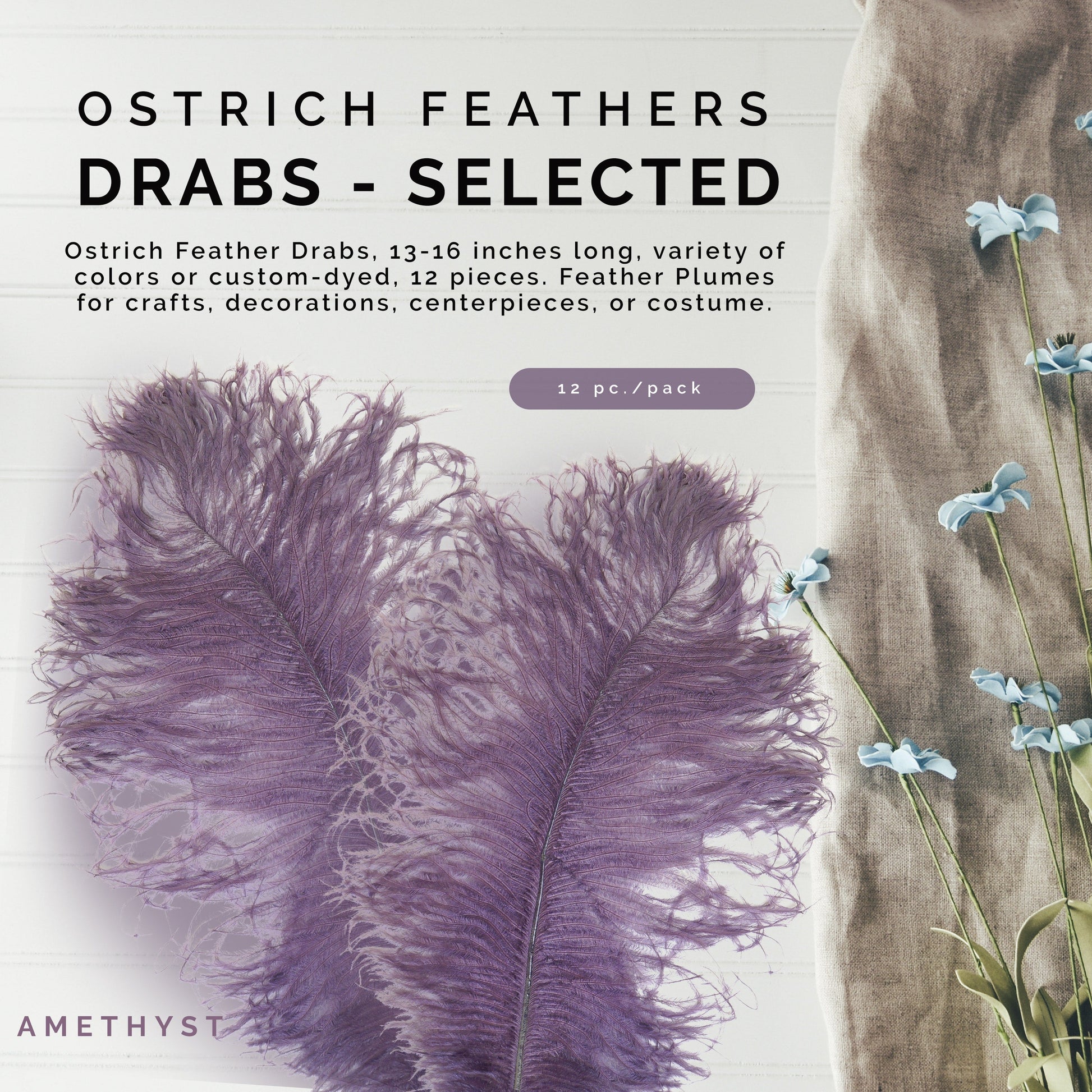 Ostrich Feathers 13-16’’ Drabs - Amethyst - Ostrich Feathers