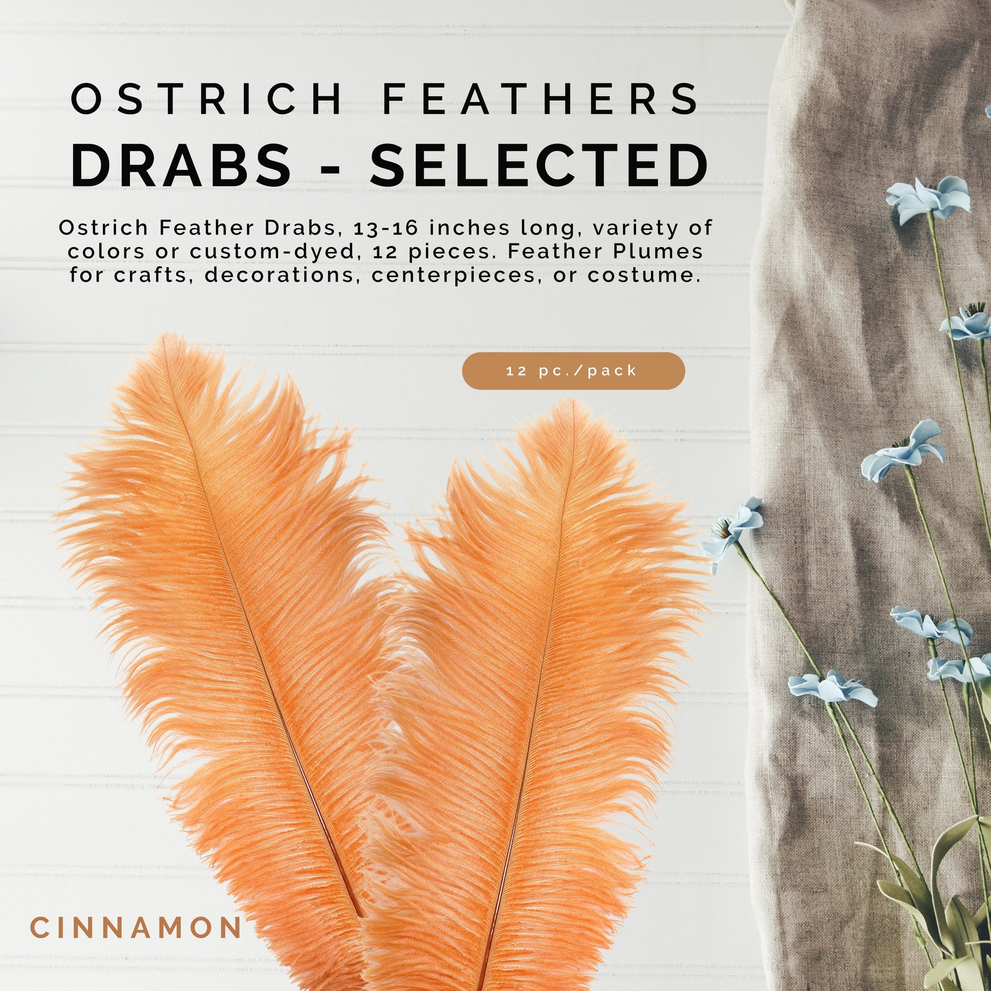 Ostrich Feathers 13-16’’ Drabs - Cinnamon - Ostrich Feathers