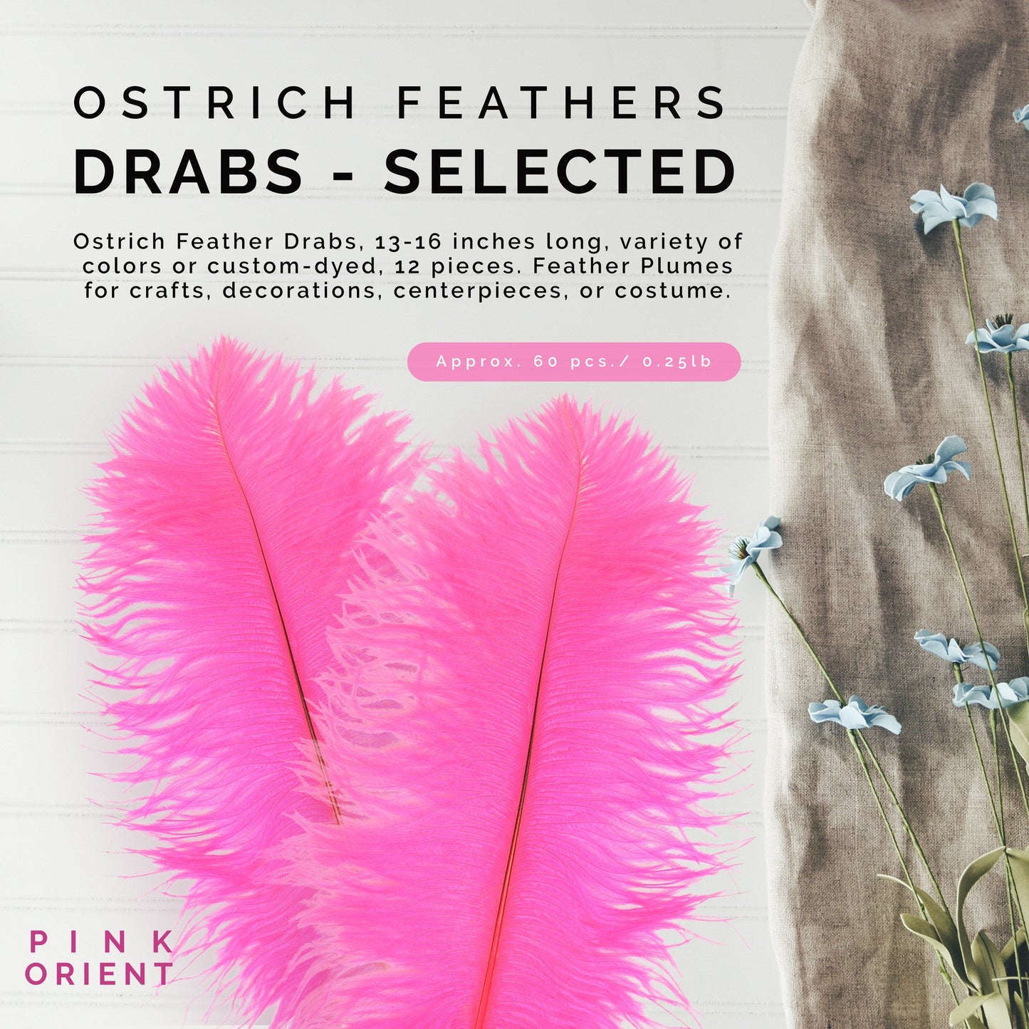 Ostrich Feathers 13-16’’ Drabs - Pink Orient - Ostrich Feathers