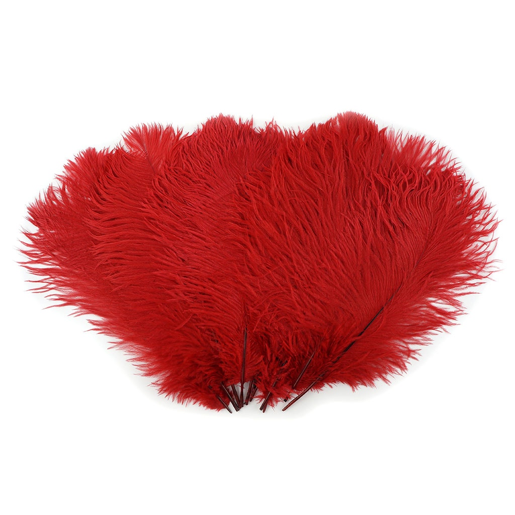 Ostrich Feathers 13-16’’ Drabs - Red - 12 pieces - Ostrich Feathers