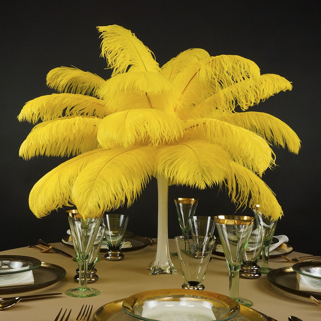 Ostrich Feathers 13-16’’ Drabs - Yellow - Ostrich Feathers