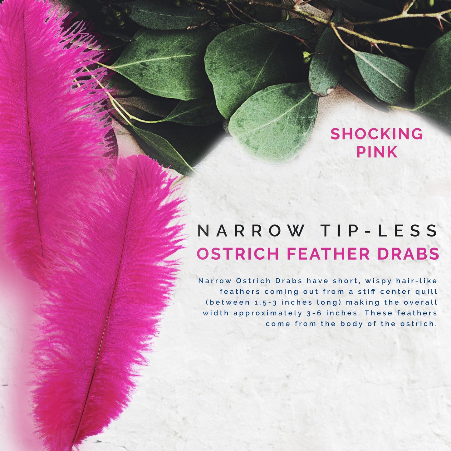 Ostrich Feathers-Narrow Drabs - Shocking Pink - Feathers