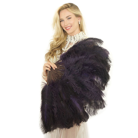 Ostrich Floss Feather Fan - Plum - Feathers